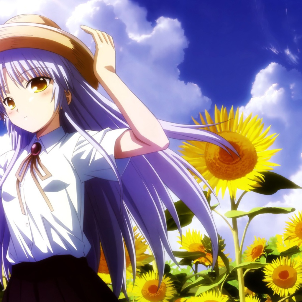 Девушка среди подсолнухов в аниме Ангельские ритмы