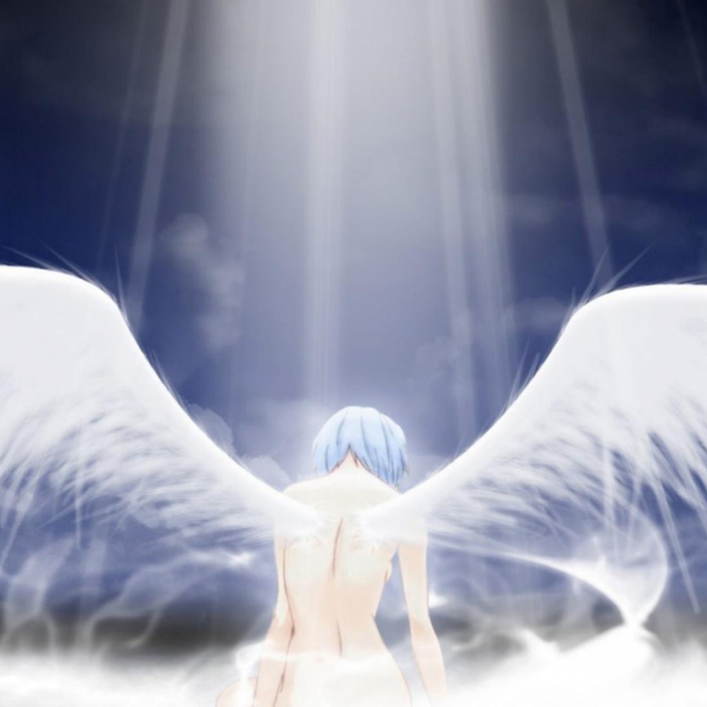 Ангел аниме в лучах света