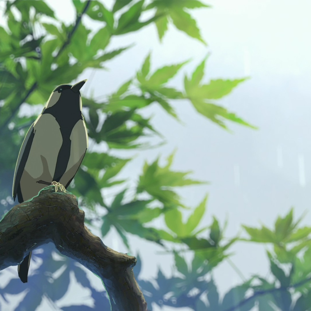 Птица в аниме Сад изящных слов