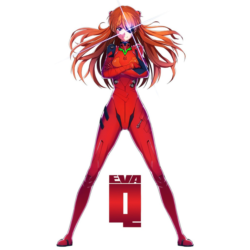 Девушка аниме Аска Лэнгли Сорью в красном
