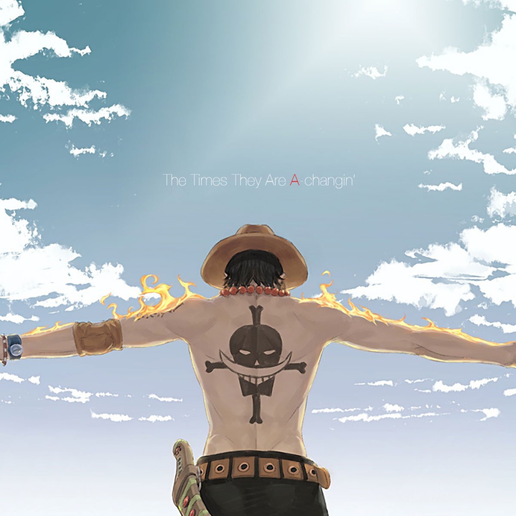 Персонаж аниме с тату пирата на спине