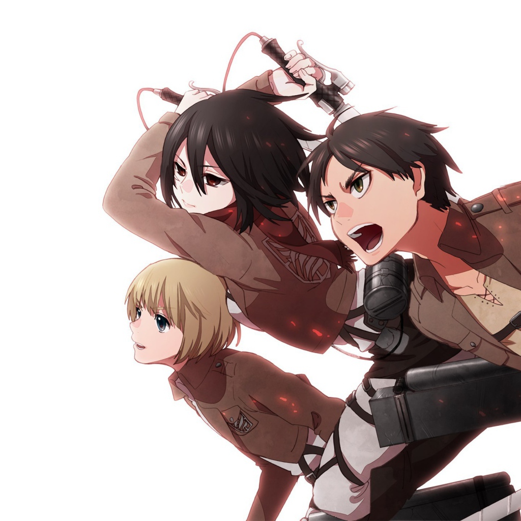 Герои аниме Атака Титанов идут в атаку