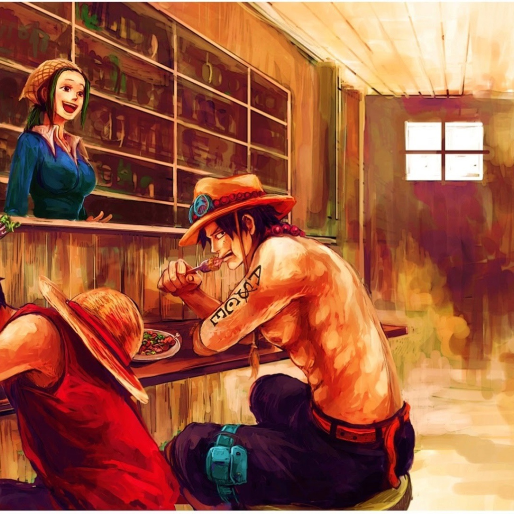 Герои аниме Большой куш в баре