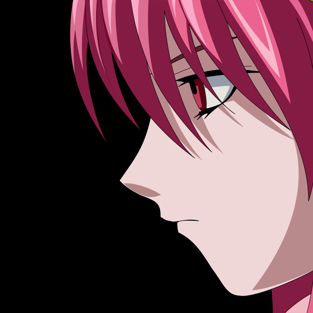 Аниме девушка Люси на черном фоне