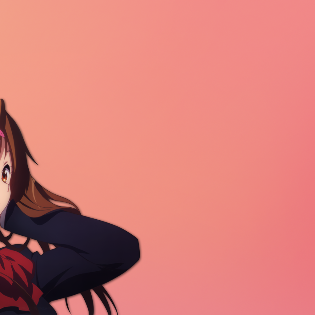 Аниме девушка Нибутани Шинка, розовый фон