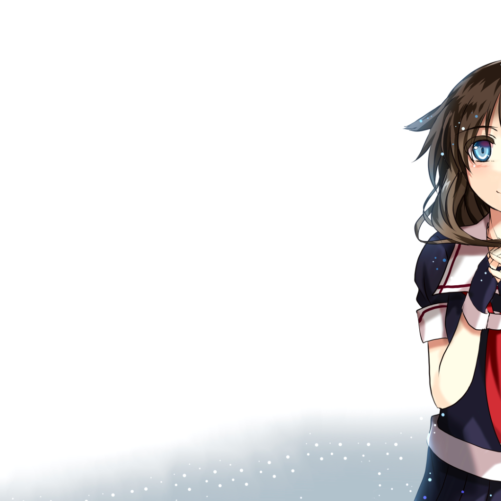 Аниме девушка Кантай, белый фон