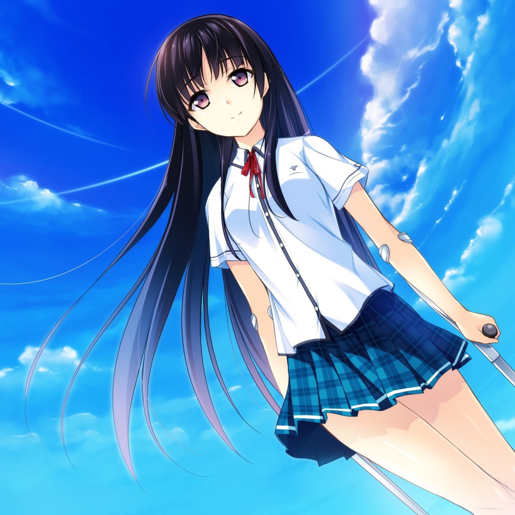 Аниме девушка на фоне неба, Натюрморт в серых тонах