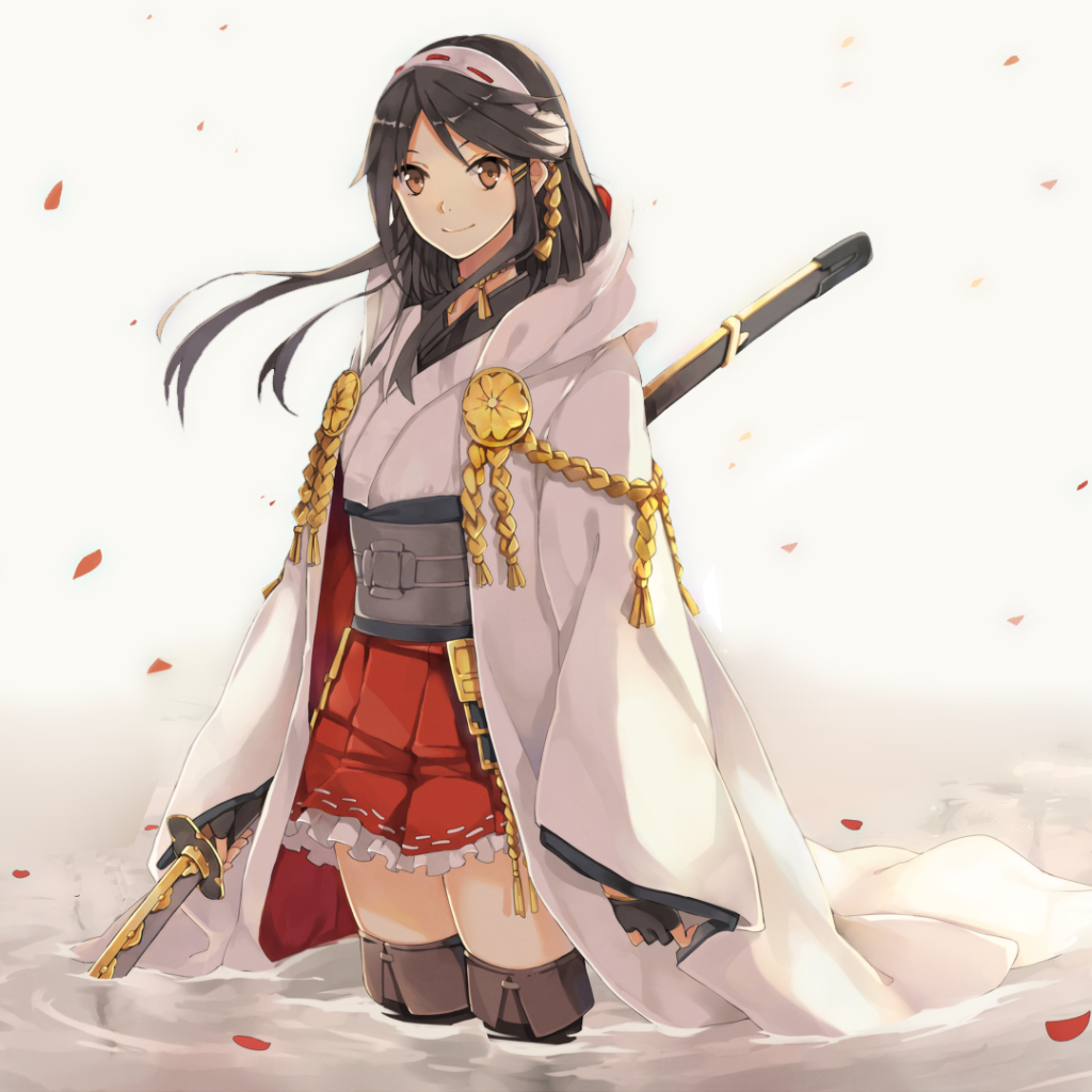 Девушка аниме Харуна в розовой накидке