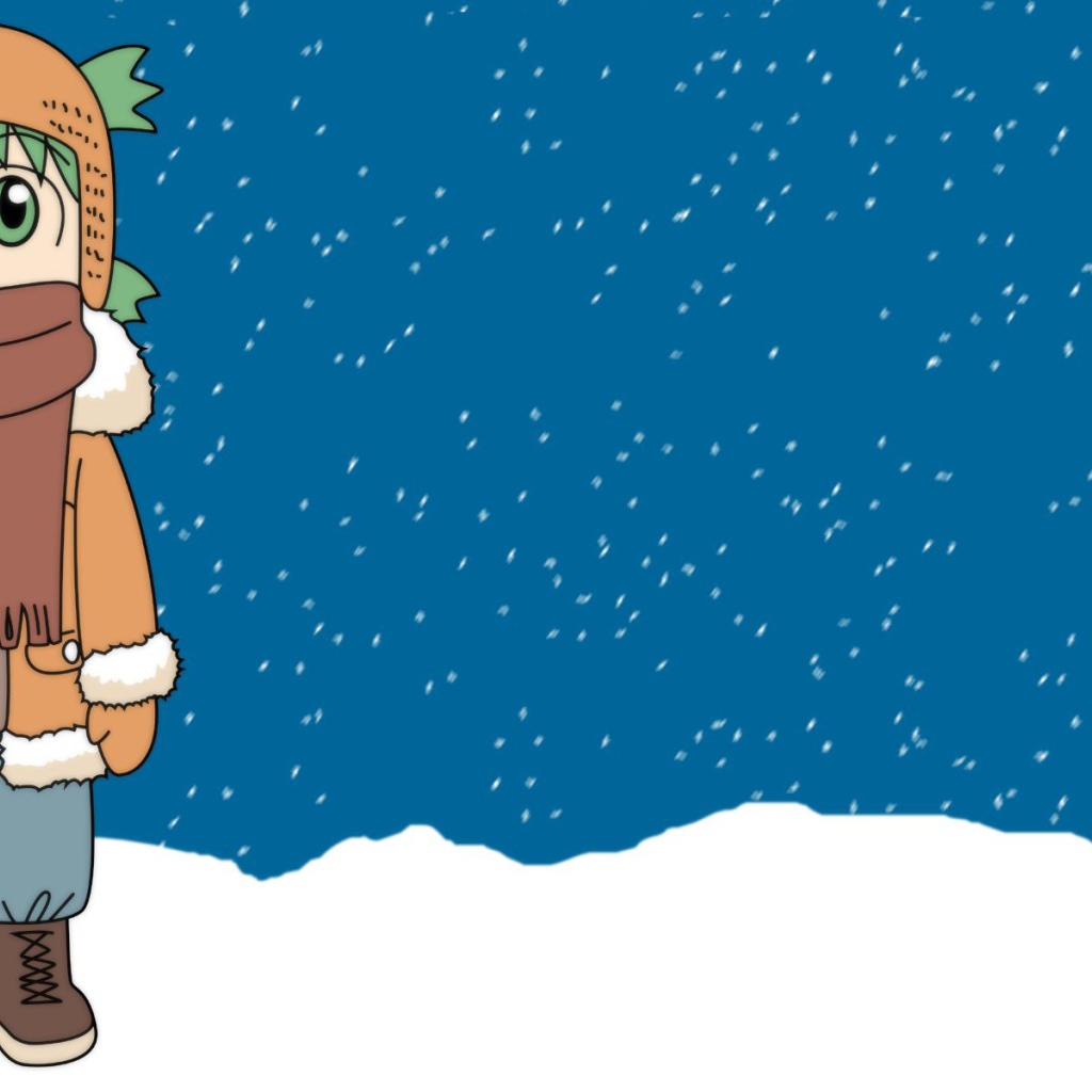 Аниме девочка Ёцуба в зимней одежде