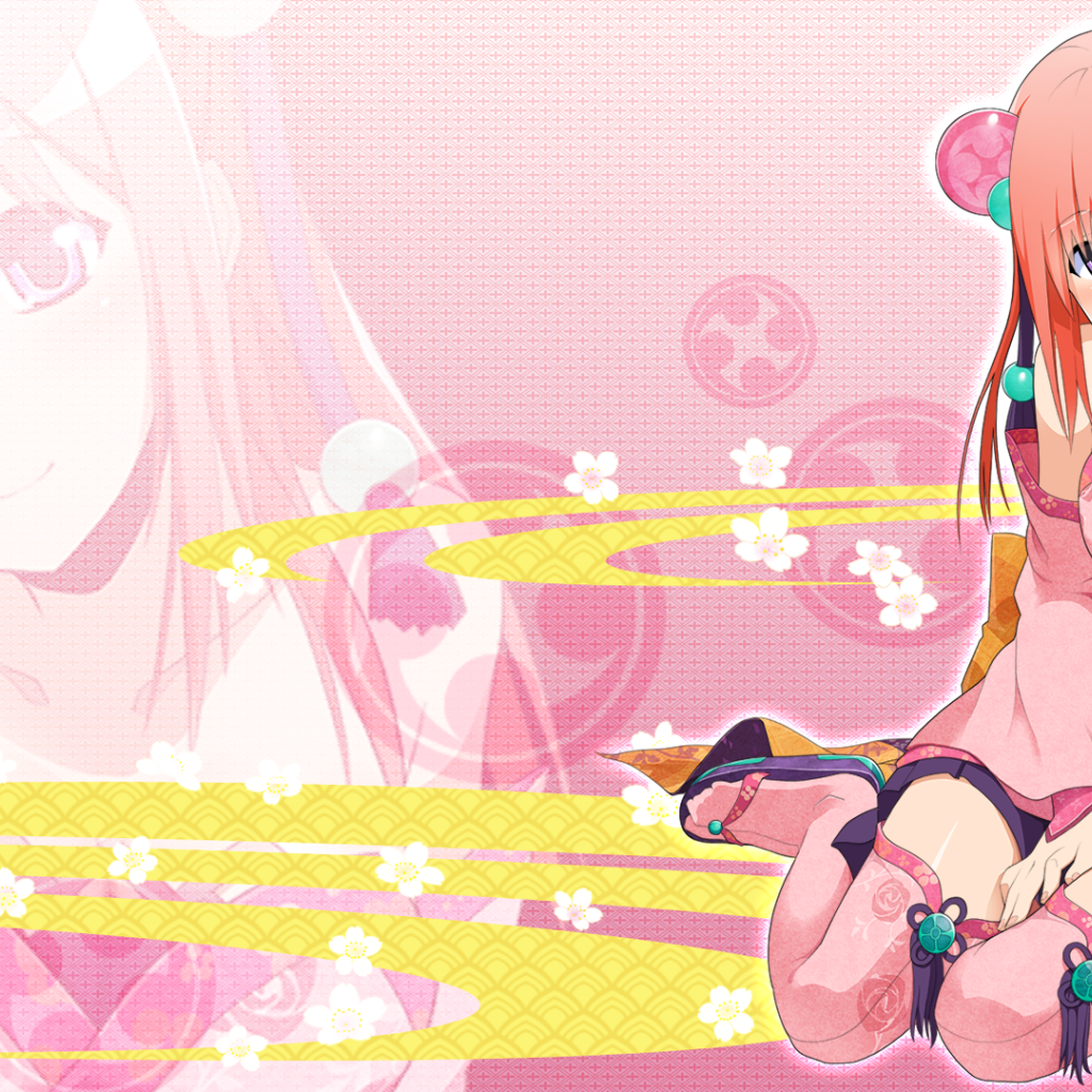 Аниме девушка на розовом фоне, Onigirl