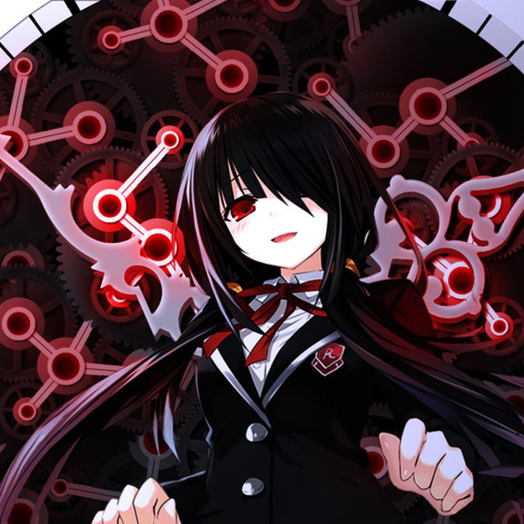 Девушка аниме на фоне циферблата, Date A Live