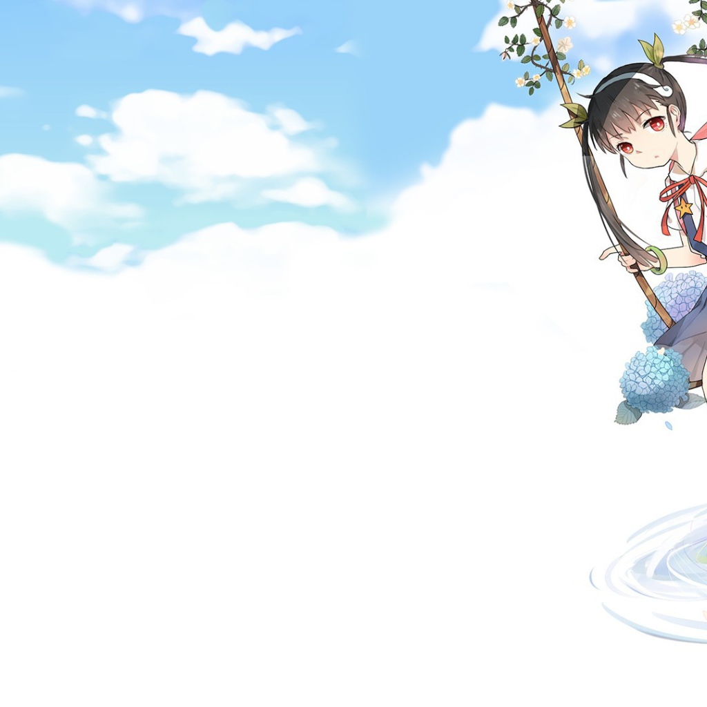 Аниме девушка катается на качелях