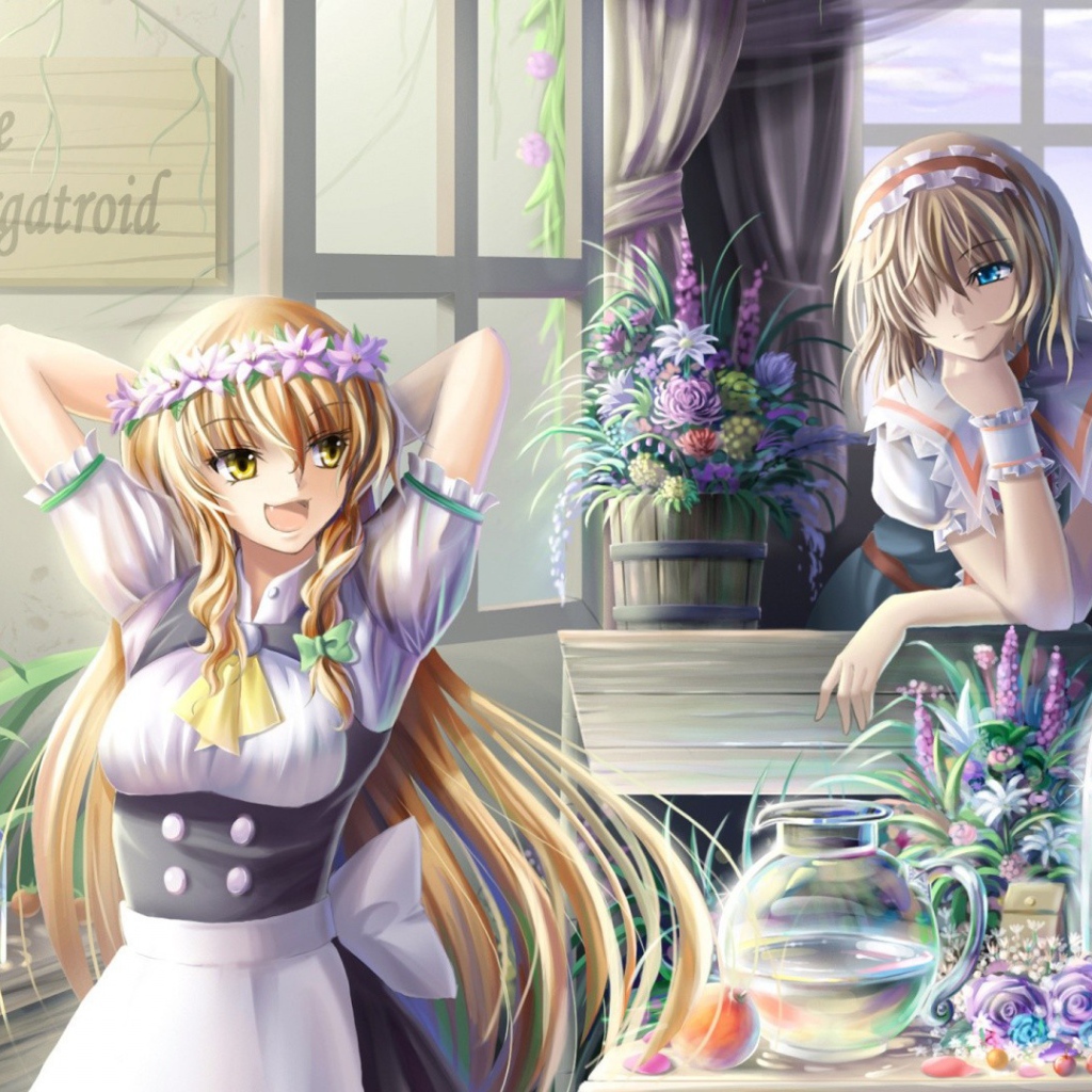 Аниме девушки продают цветы