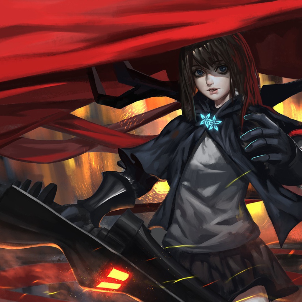 Девушка аниме под красной накидкой, Pixiv Fantasia