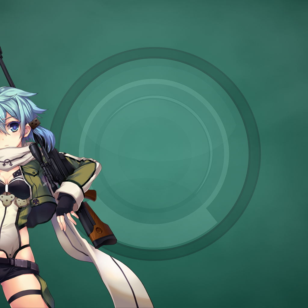 Девушка воин аниме на зеленом фоне