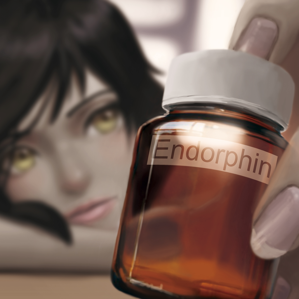 Аниме девушка с баночкой эндорфина