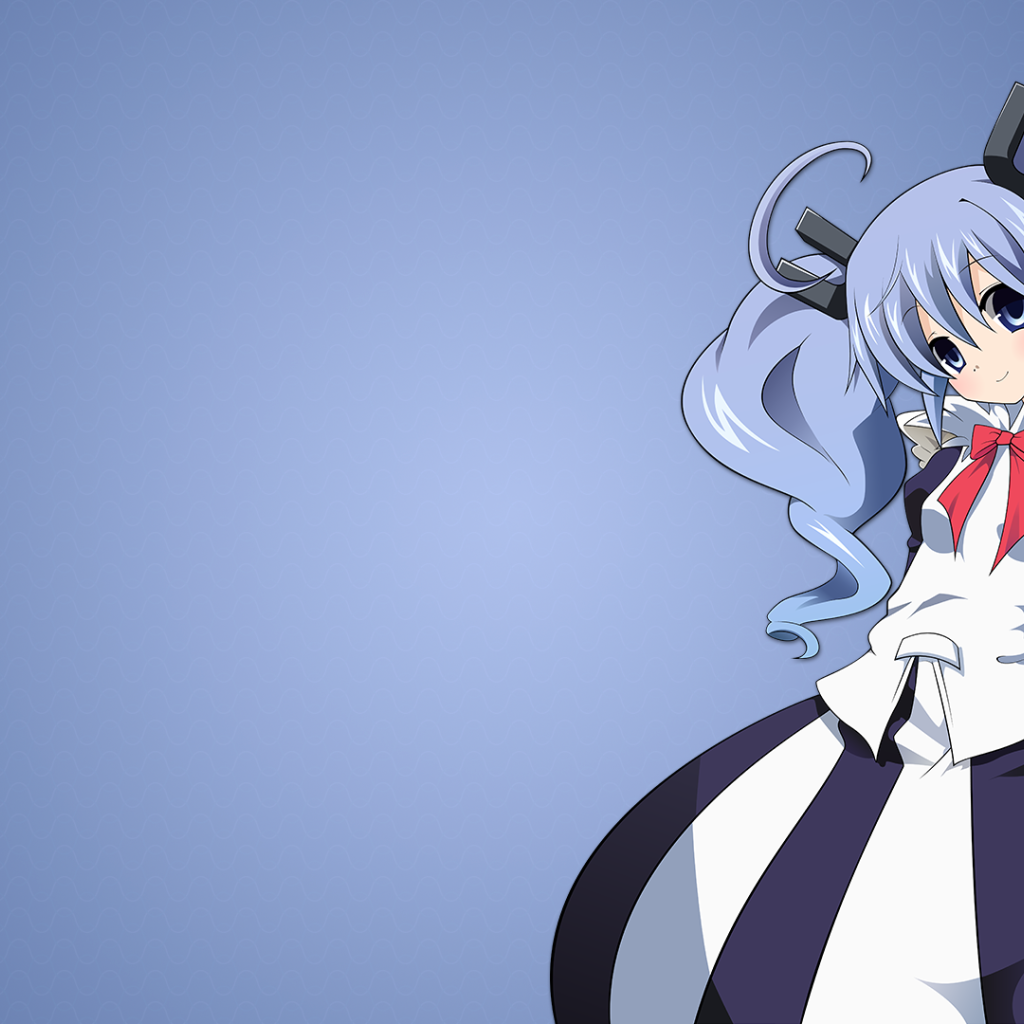 Девушка аниме с голубыми волосами на голубом фоне
