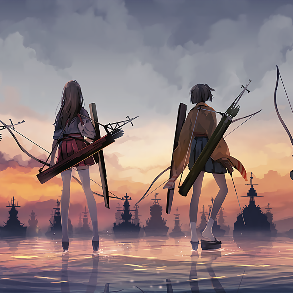 Девушки аниме с луками против вражеского флота