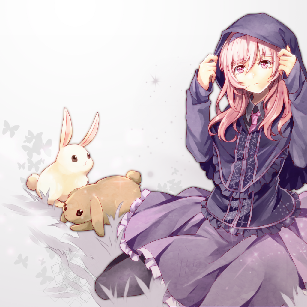 Девушка аниме с кроликами