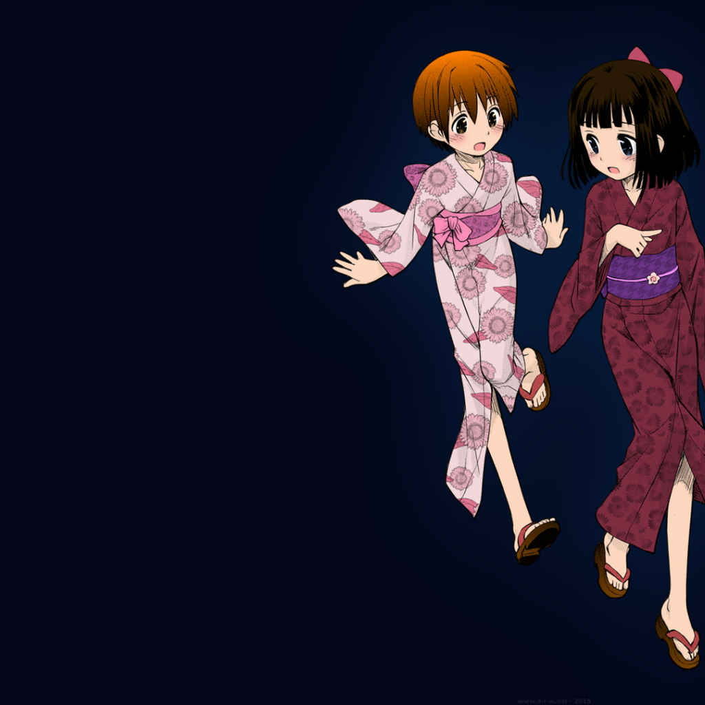 Девушки аниме в кимоно