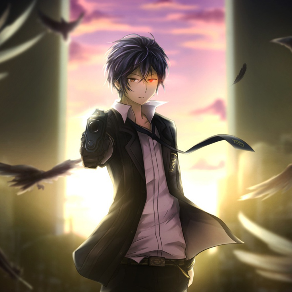 Герой аниме среди воронов