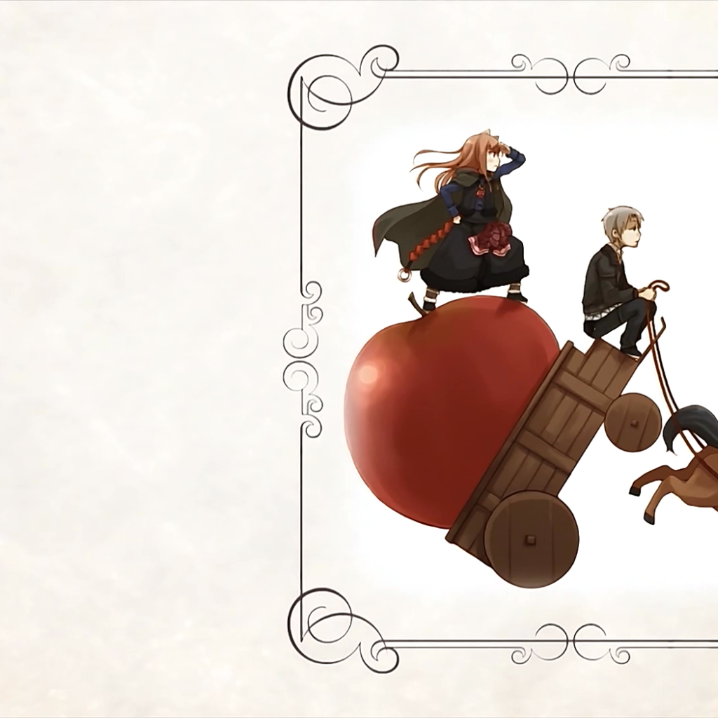 Яблоко на телеге в аниме Волчица и пряности