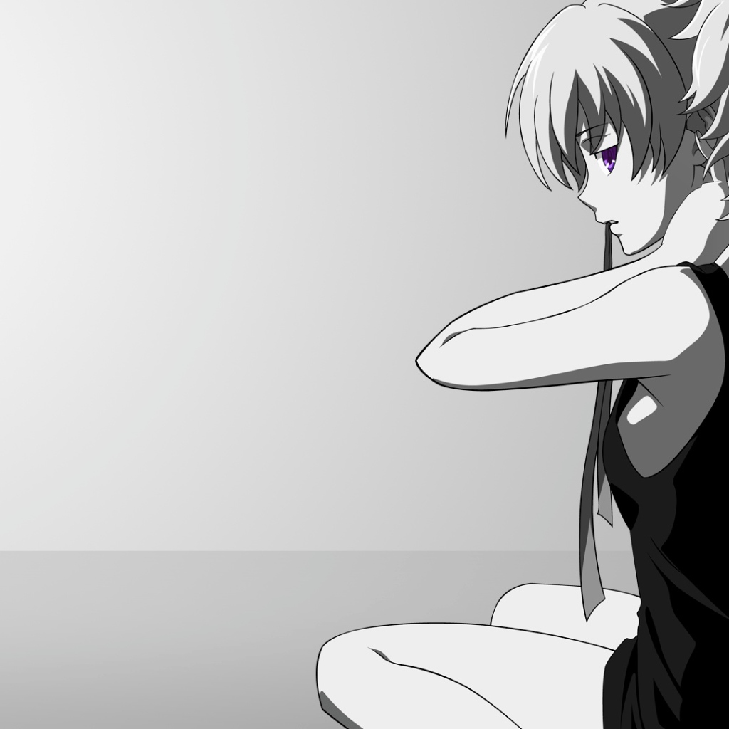 Черно белая девушка из аниме Темнее черного