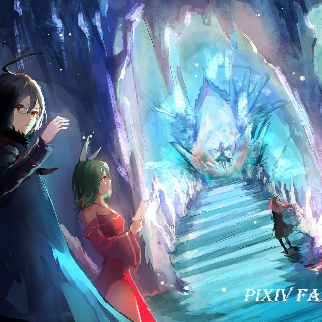Голубой фентези мир аниме Pixiv Fantasia