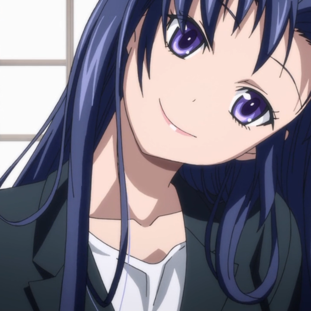 Девушка брюнетка в аниме Моя кузина - инопланетянка