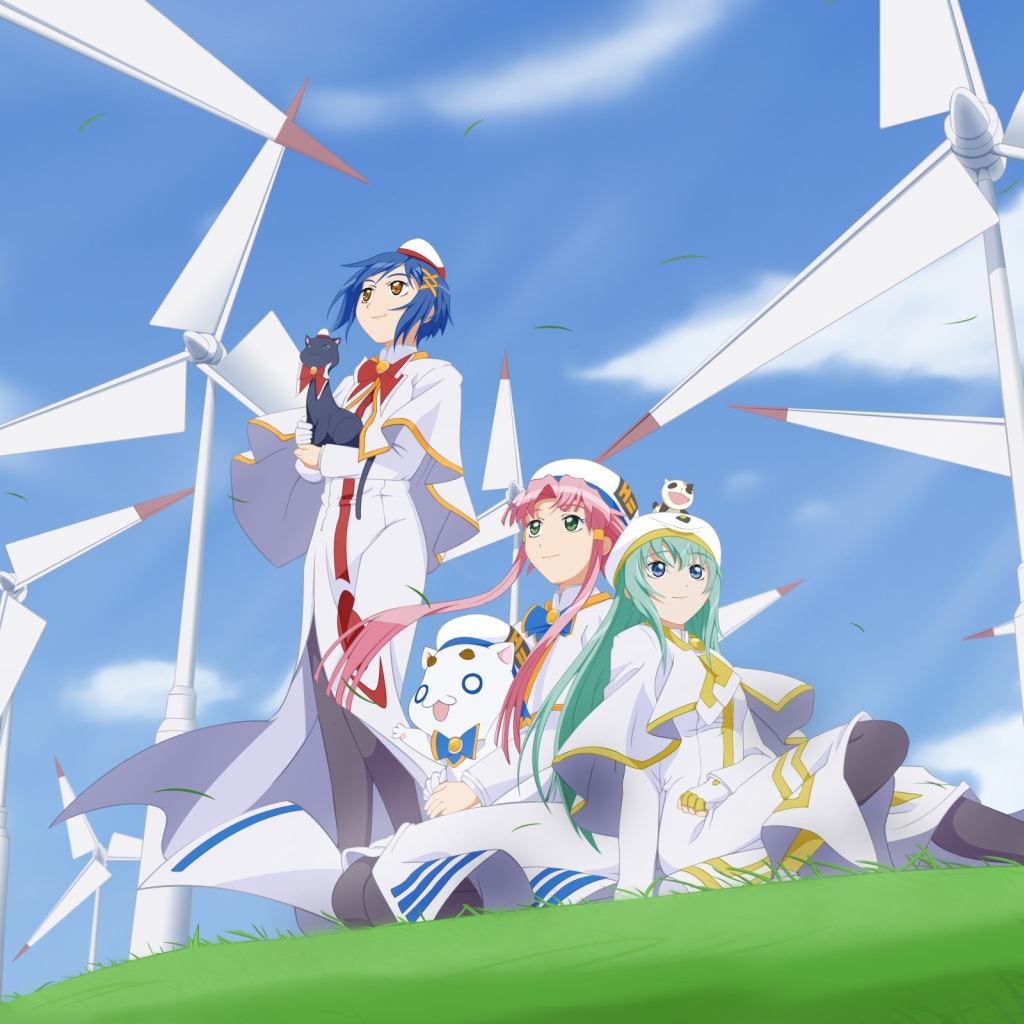 Персонажи аниме Ангельские ритмы среди ветряков