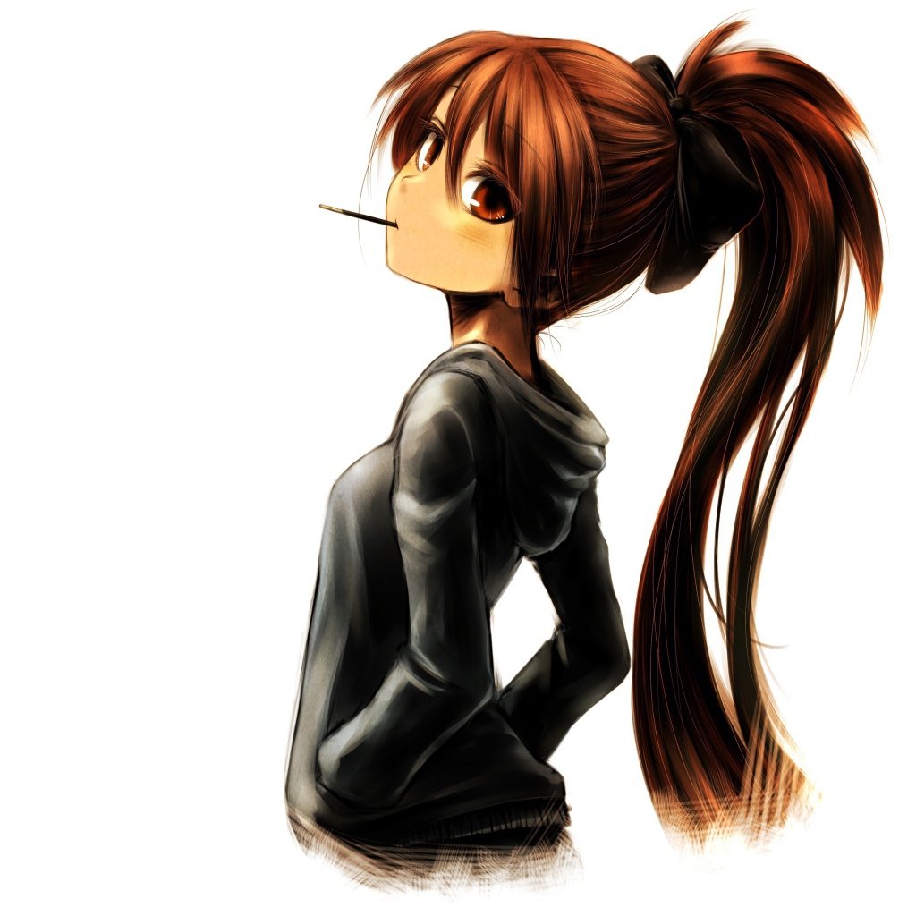 Сигарета во рту девушки из аниме Девочка-волшебница Мадока