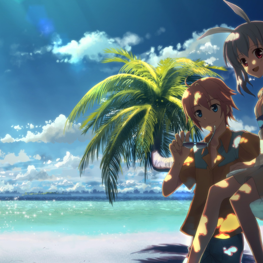 Пара на пляже в аниме DJ Max