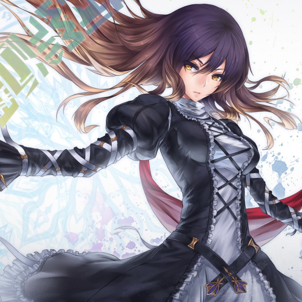 Темноволосая героиня аниме Touhou Project