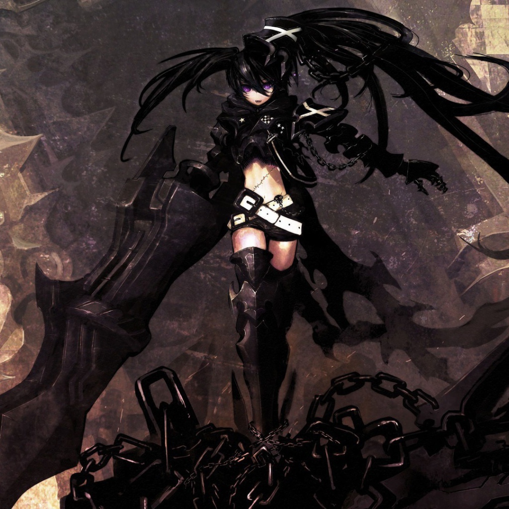 Темноволосая героиня аниме Black Rock Shooter