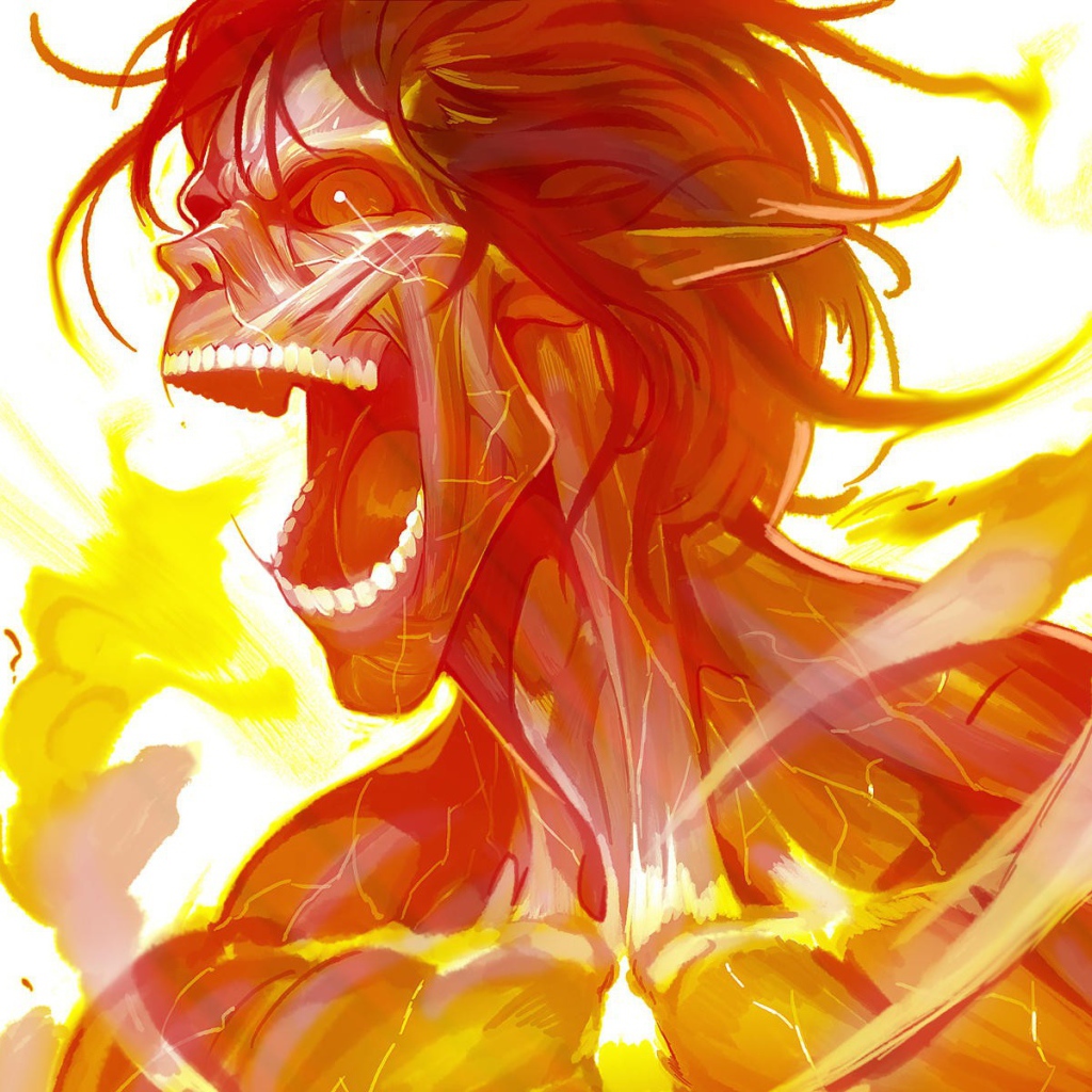 Огненный персонаж аниме Shingeki no Kyojin