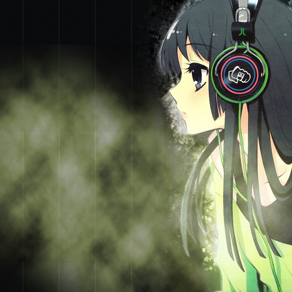 Девушка Акияма Мио в наушниках, аниме