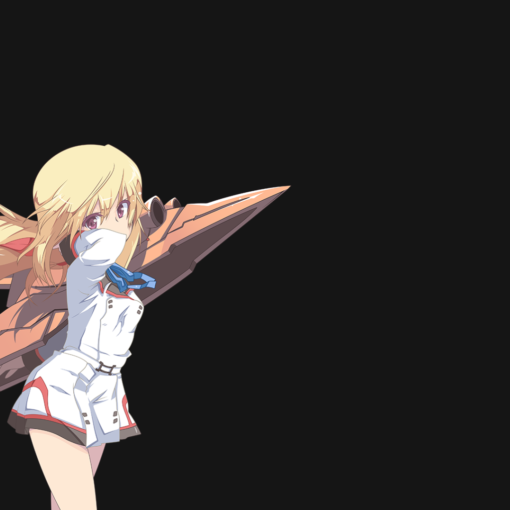 Девушка из аниме Необъятные Небеса на черном фоне