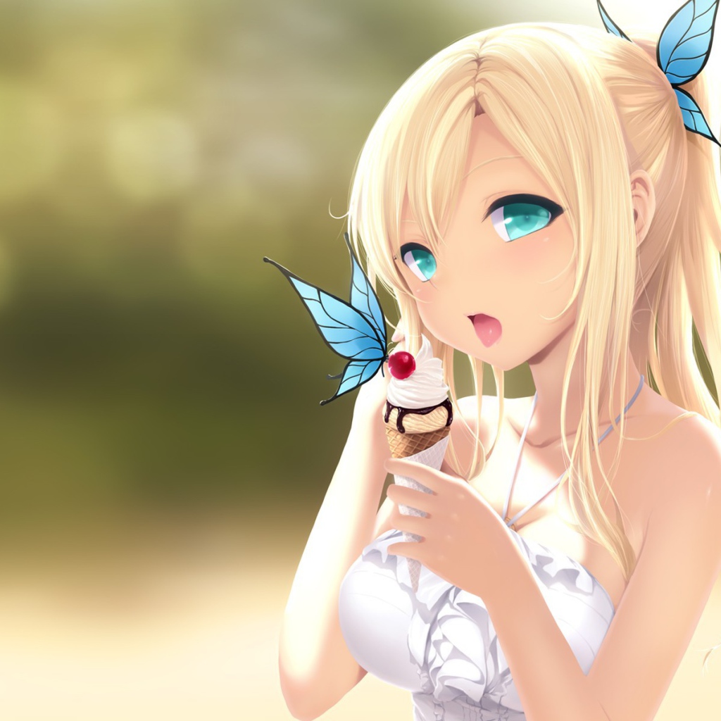 Девочка ест мороженое в аниме Boku wa Tomodachi ga Sukunai