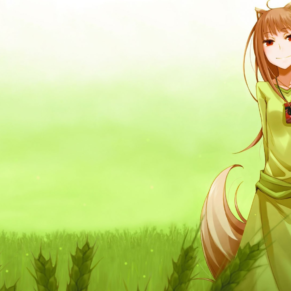 Девушка в зеленом платье из аниме Волчица и пряности