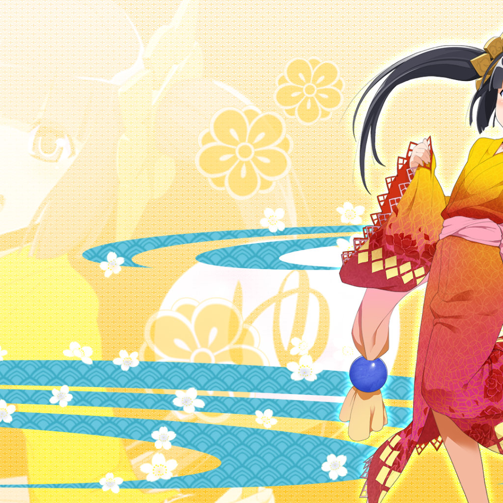 Девушка в традиционной одежде в аниме Onigirl