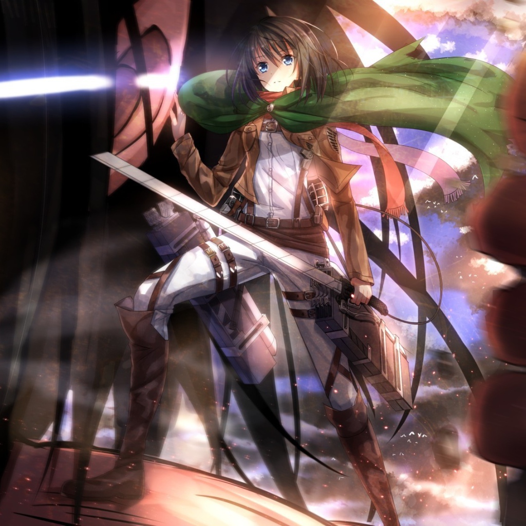 Девушка с катаной в аниме Shingeki no Kyojin
