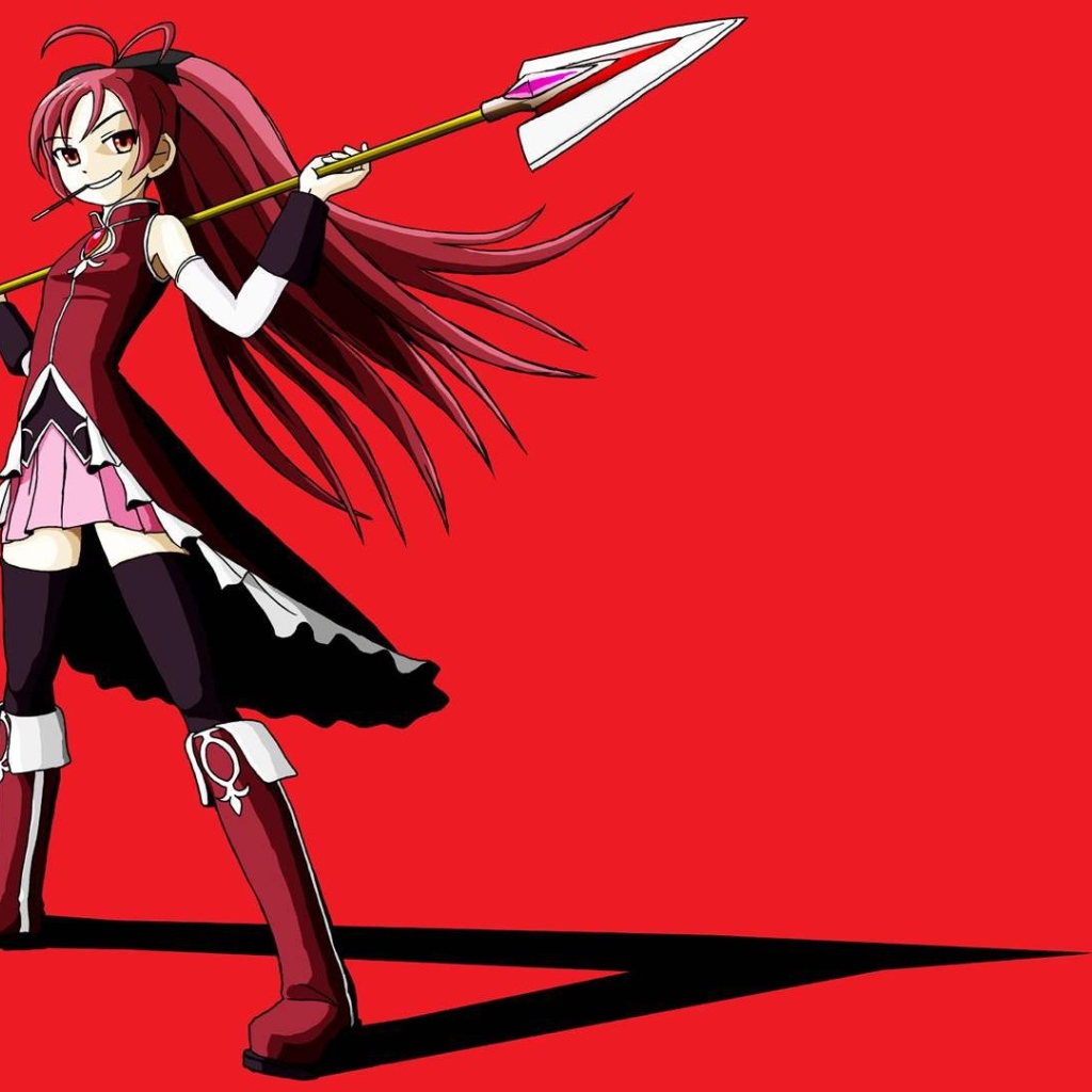 Девушка с копьем на красном фоне, Девочка-волшебница Мадока