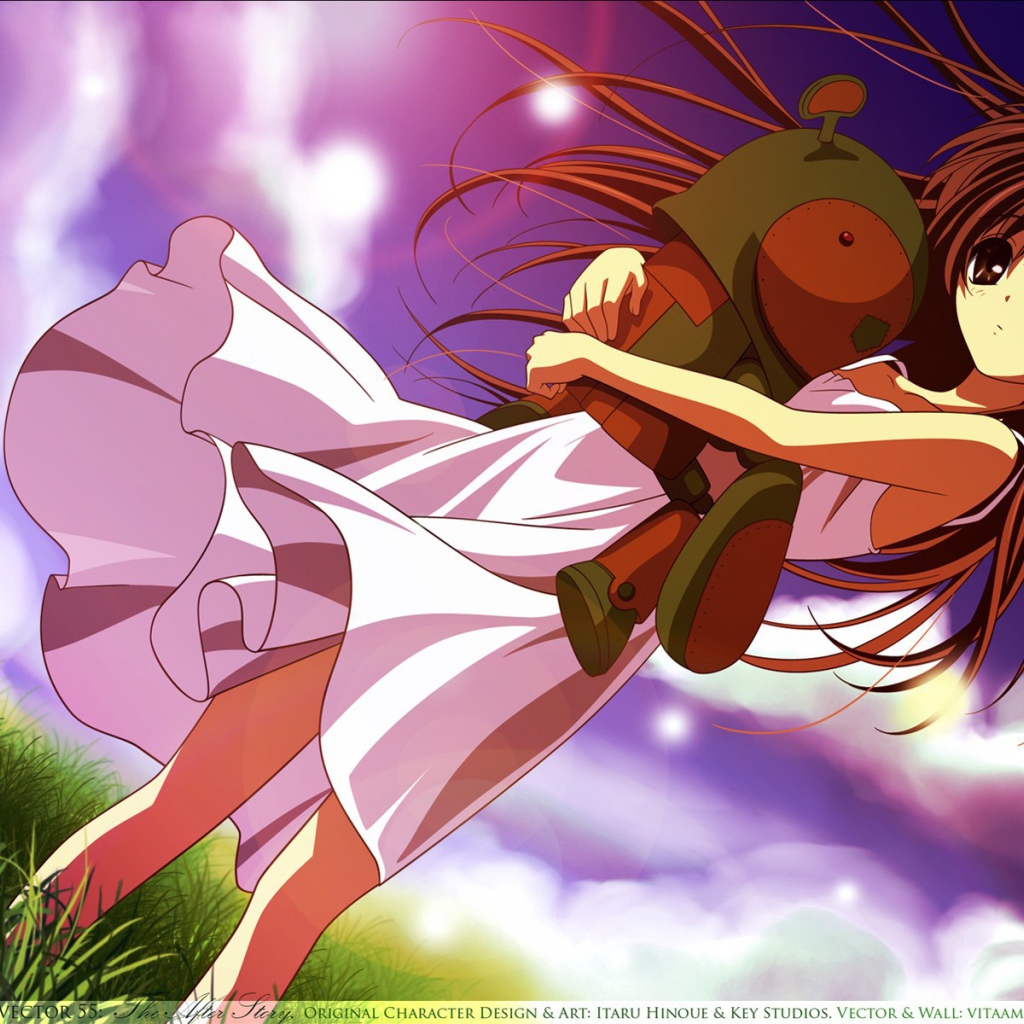 Девочка с игрушкой в аниме Кланнад