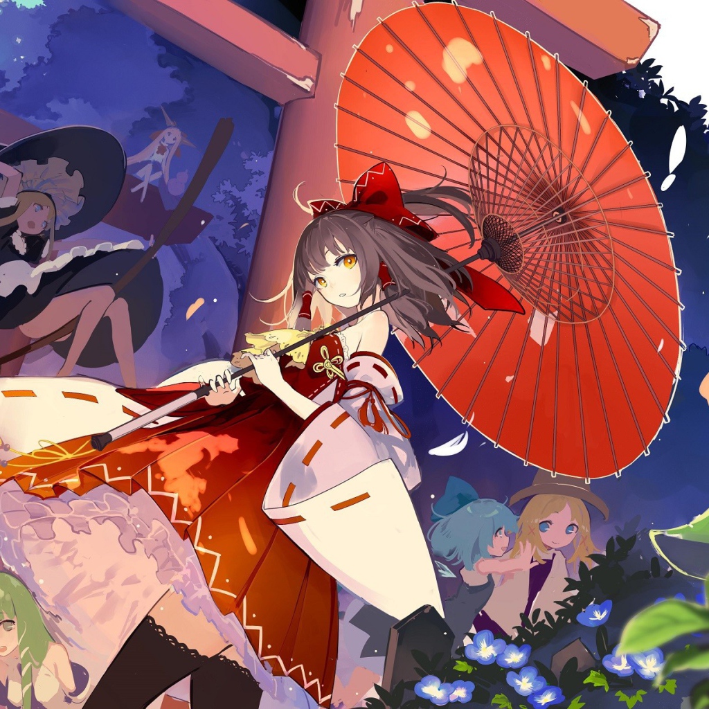 Девочка с зонтом в аниме Saigyouji Yuyuko