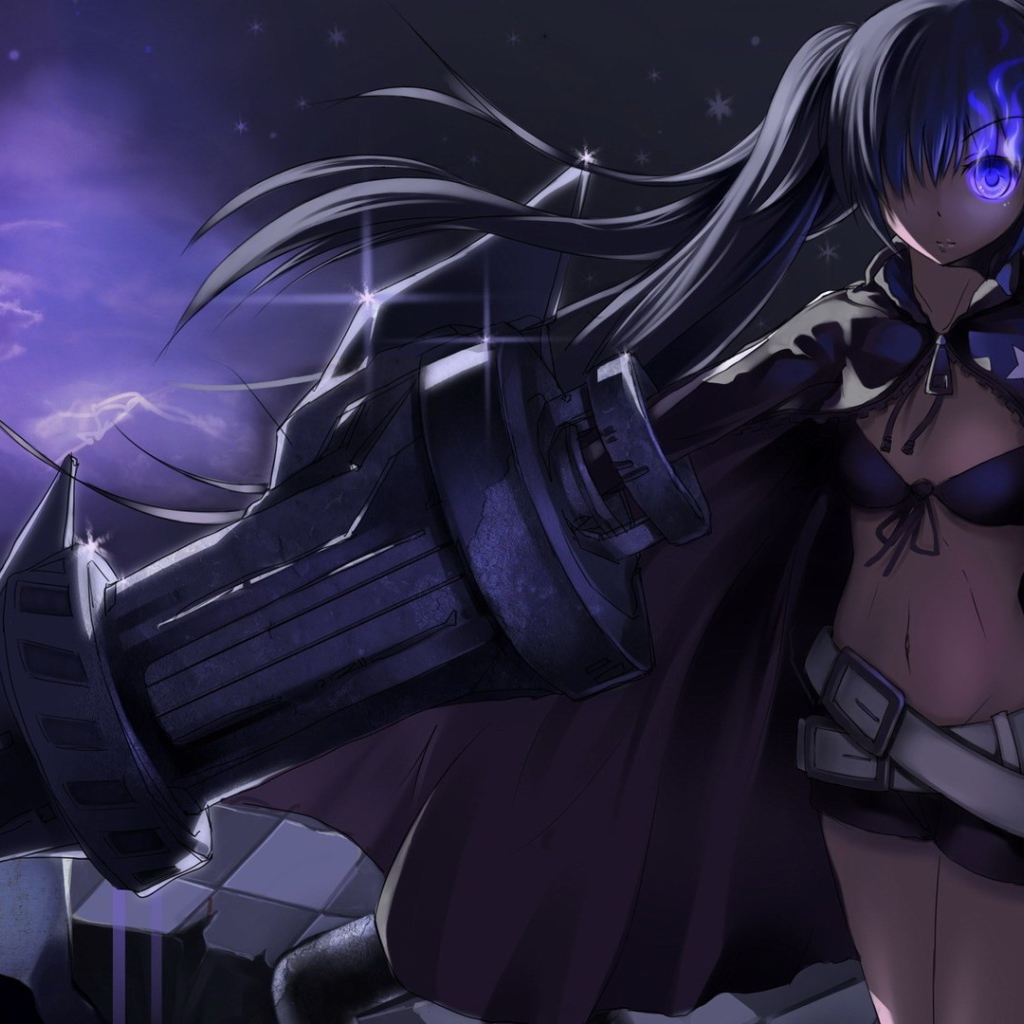 Девушка с большим оружием в аниме Black Rock Shooter
