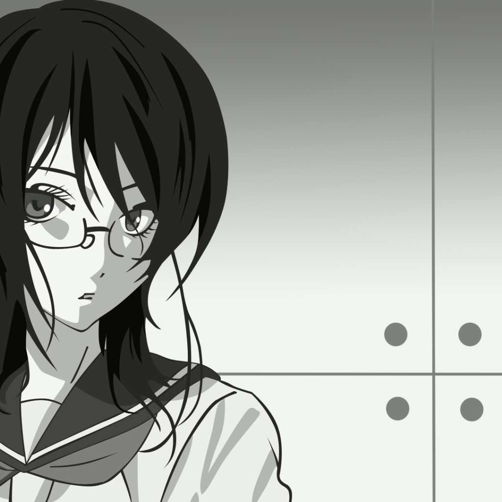 Девушка в очках в аниме Sayonara Zetsubou Sensei