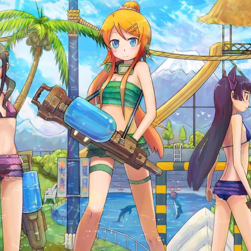 Девушки в аквапарке в аниме Моя сестренка не может быть такой милашкой