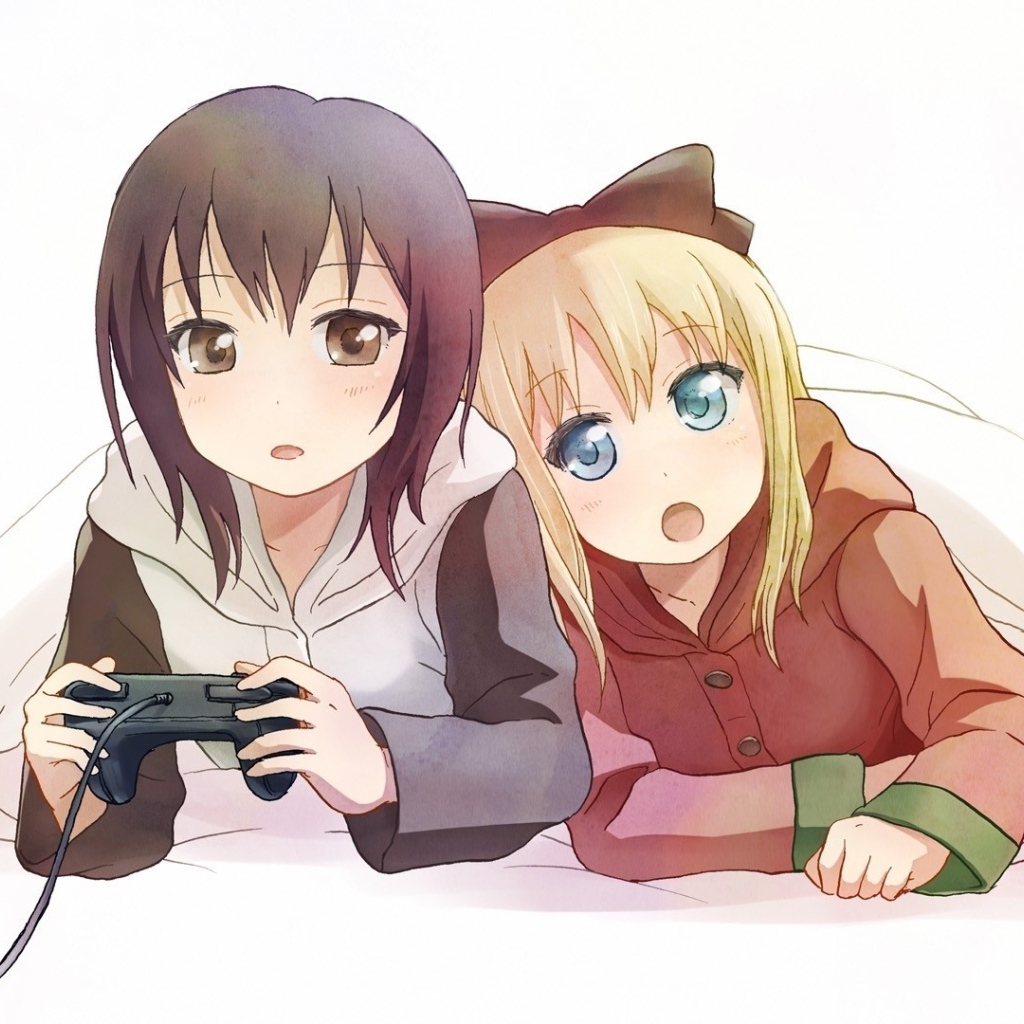 Девушки играют в видеоигры в аниме Юру юри