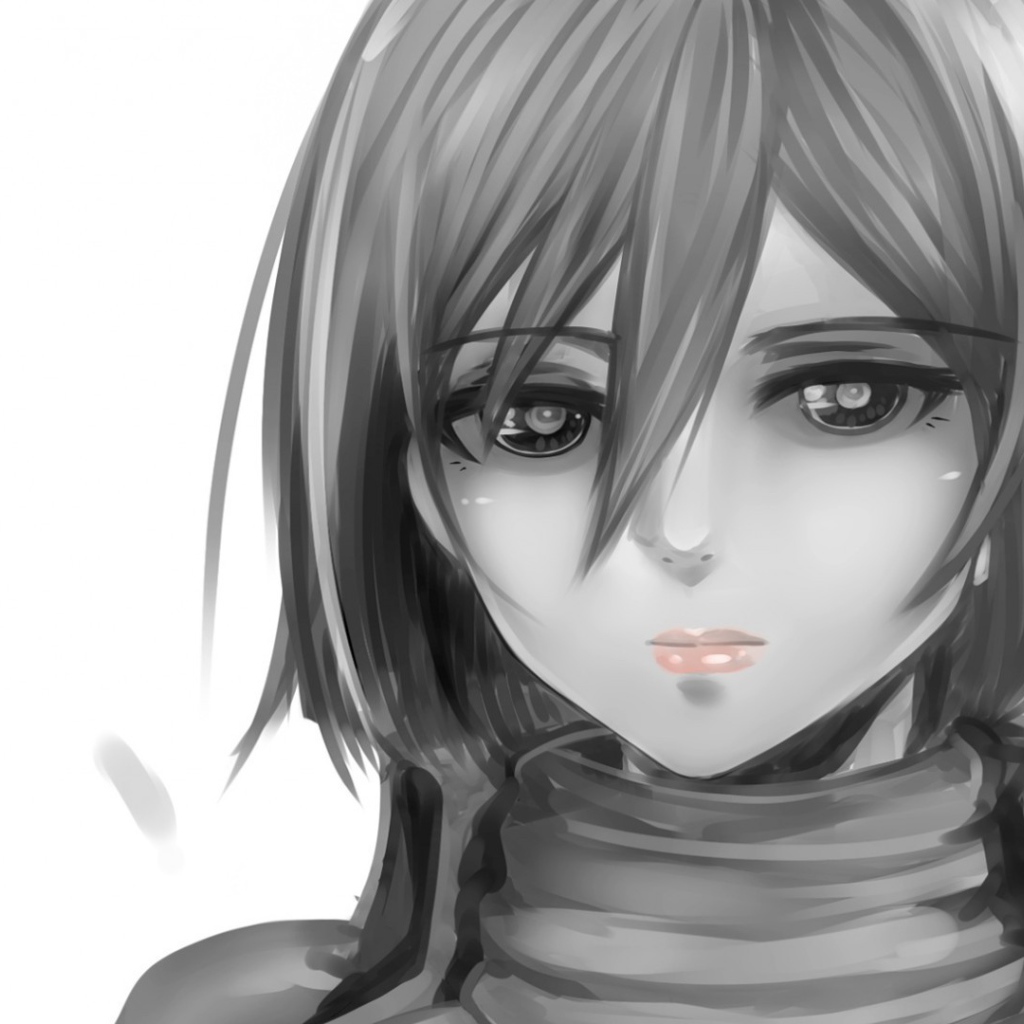 Серый рисунок девушки аниме Атака Титанов