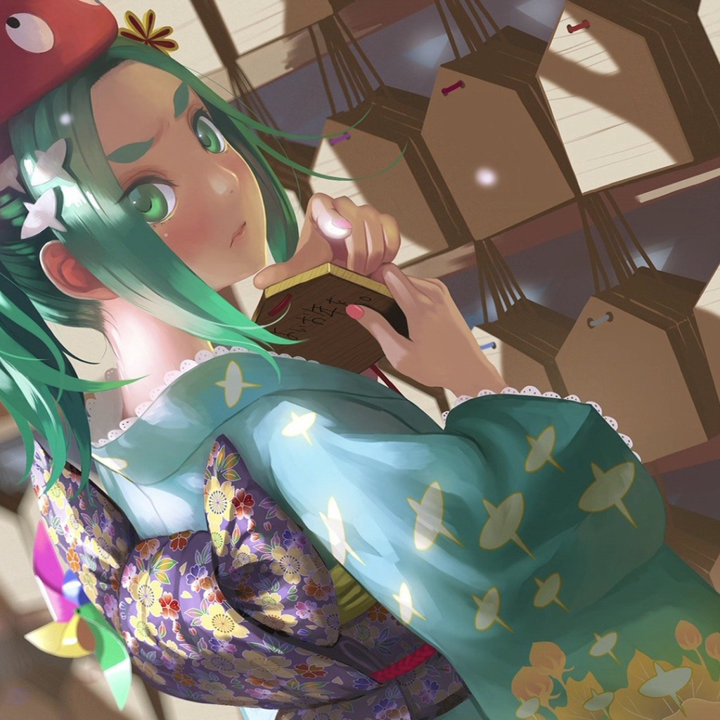 Зеленоволосая девушка аниме